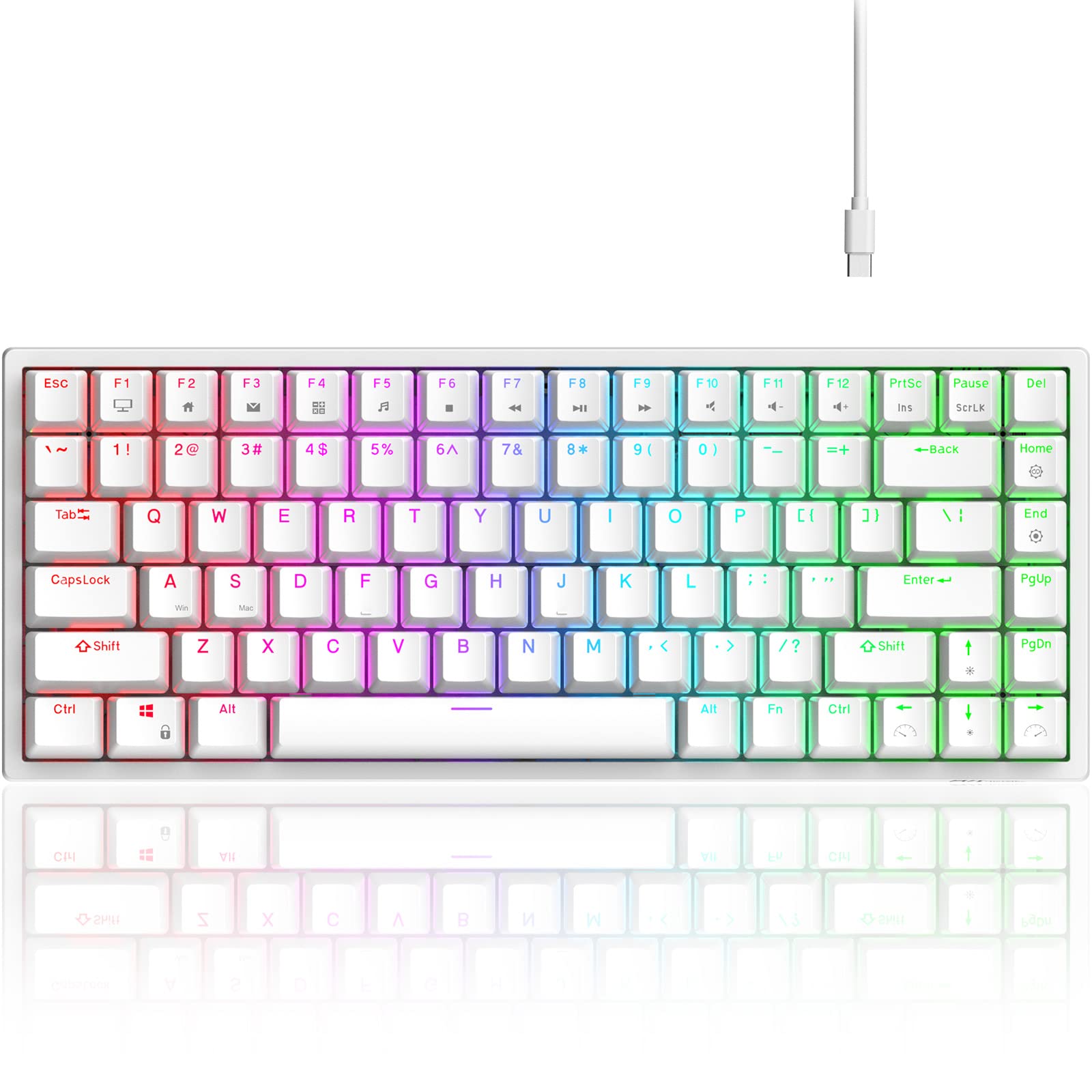 RK ROYAL KLUDGE RK84 Wired RGB 75% Hot Swappable Mechanical Keyboard, 84 Keys Tenkeyless TKL Gaming Keyboard w/Programmable Software and High-Capacity Battery, RK Brown Switch