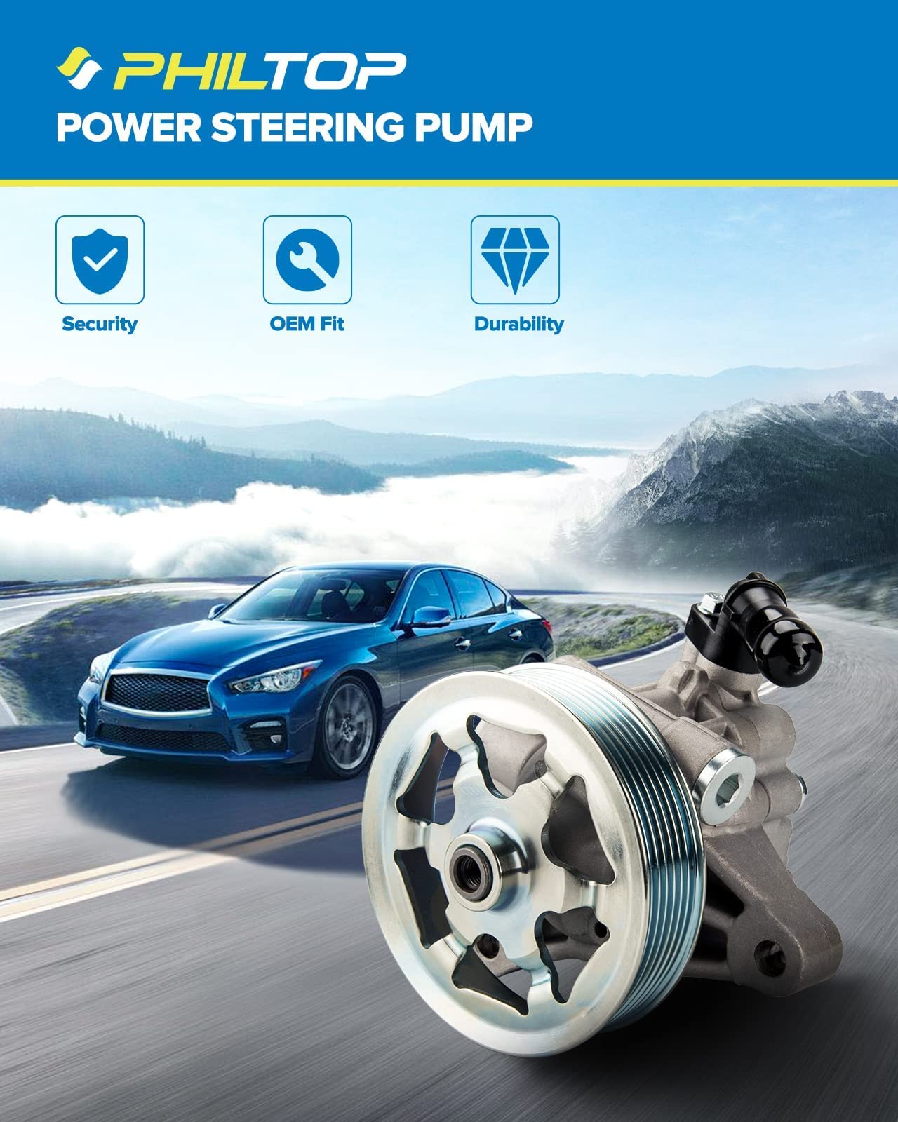 PHILTOP 21-5495 Power Steering Pump Direct Fits Accord 2008-2012, 2.4L, Power Steering Asist 56100R40305, 56100R40325, 56100R40A02, 56100R40A03