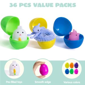 JOYIN 36 PCS Prefilled Easter Eggs with Stress Relief Toys, Plastic Easter Eggs for Easter Egg Hunt Supplies, Easter Party Favors, Easter Basket Stuffers, Easter Classroom Prize Supplies