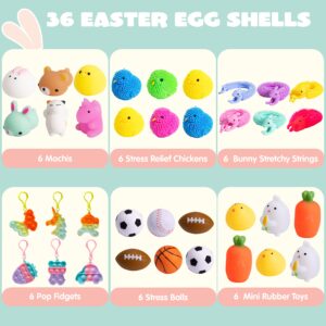 JOYIN 36 PCS Prefilled Easter Eggs with Stress Relief Toys, Plastic Easter Eggs for Easter Egg Hunt Supplies, Easter Party Favors, Easter Basket Stuffers, Easter Classroom Prize Supplies