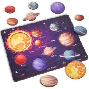 zeoddler upgrated solar system puzzle for kids 3-6, wooden space toys for kids, planets for kids preschool learning activities, gift for boys, girls