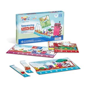 hand2mind numberblocks sequencing puzzle set, sequence cards, math games for kids ages 3-5, number games, educational toys, toddler learning puzzles, counting toys, preschool learning activities