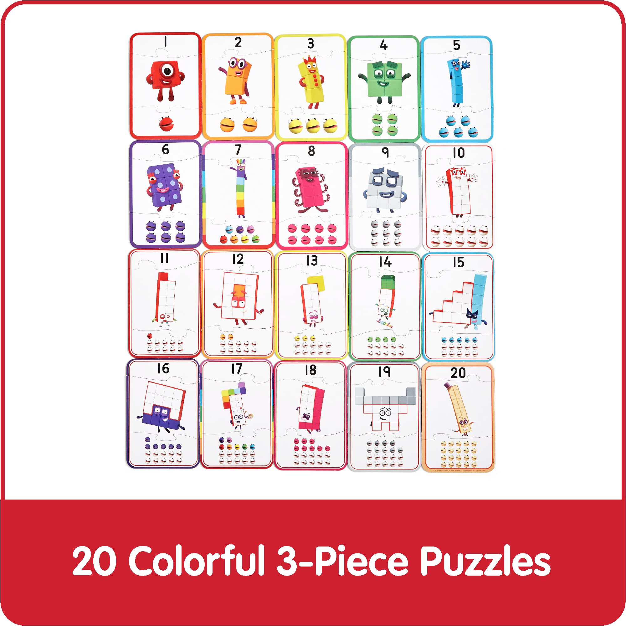 hand2mind Numberblocks Counting Puzzle Set, Number Puzzle, Counting Games for Kids Ages 3-5, Numbers for Toddlers, Math Games for Kids, Matching Game, Educational Toys, Preschool Learning Activities