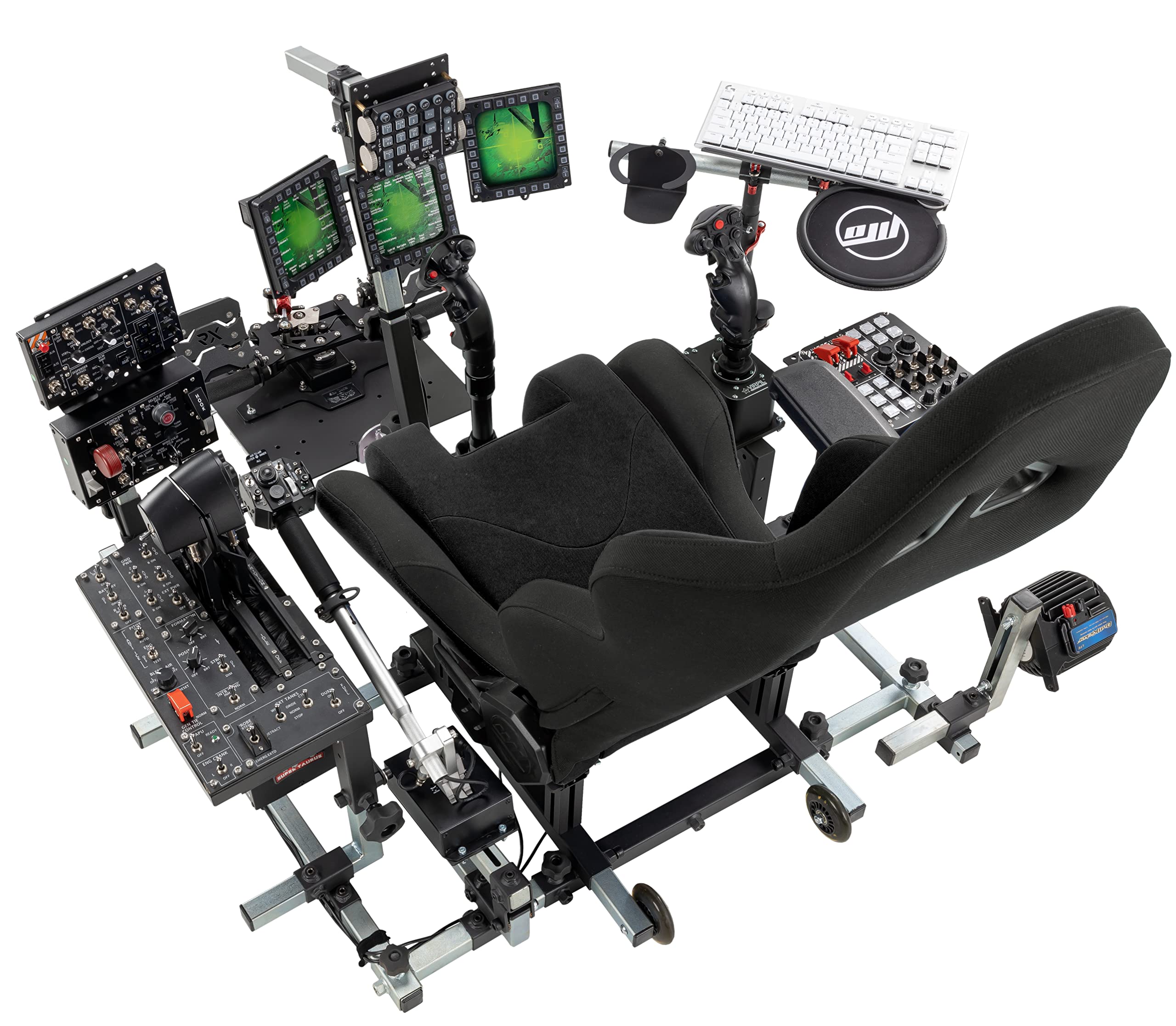 SimFab Modular Flight Simulator Cockpit For Combat Simulation. DCS Edition. Compatible With Thrustmaster Warthog, WinWing, VirPil, VKB And Alike Controls. Upgradable To General Aviation, Space Sim Or Sim Racing. (black seat)