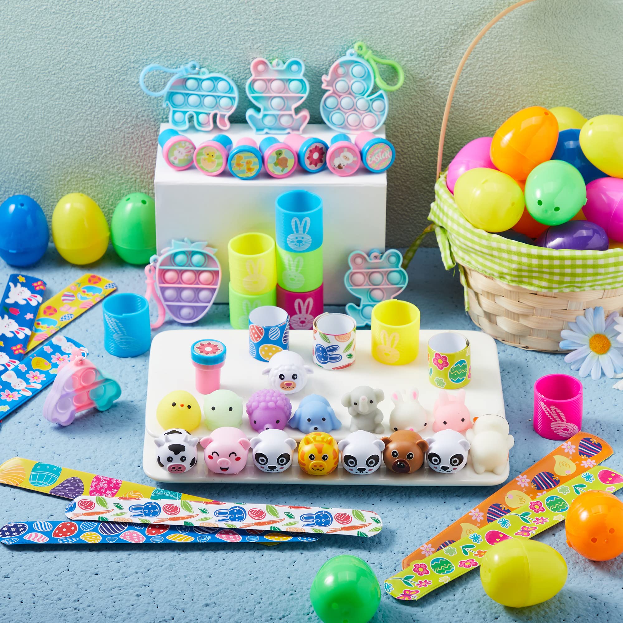 JOYIN 48 PCS Prefilled Easter Eggs with Assorted Toys,Plastic Easter Eggs Stress Relief Toys for Easter Basket Stuffers, Easter Party Favors, Easter Egg Hunt, and Easter Goodie Bag Fillers