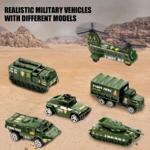 You And I Hooray Army Tank Toys for Boys 3 4 5 6 7 8 Years Old, Military Vehicles Play Set with 6 Mini Die-Cast Cars Helicopter & 10 Army Men Toy Soldiers, Gifts for Kids Age 3+