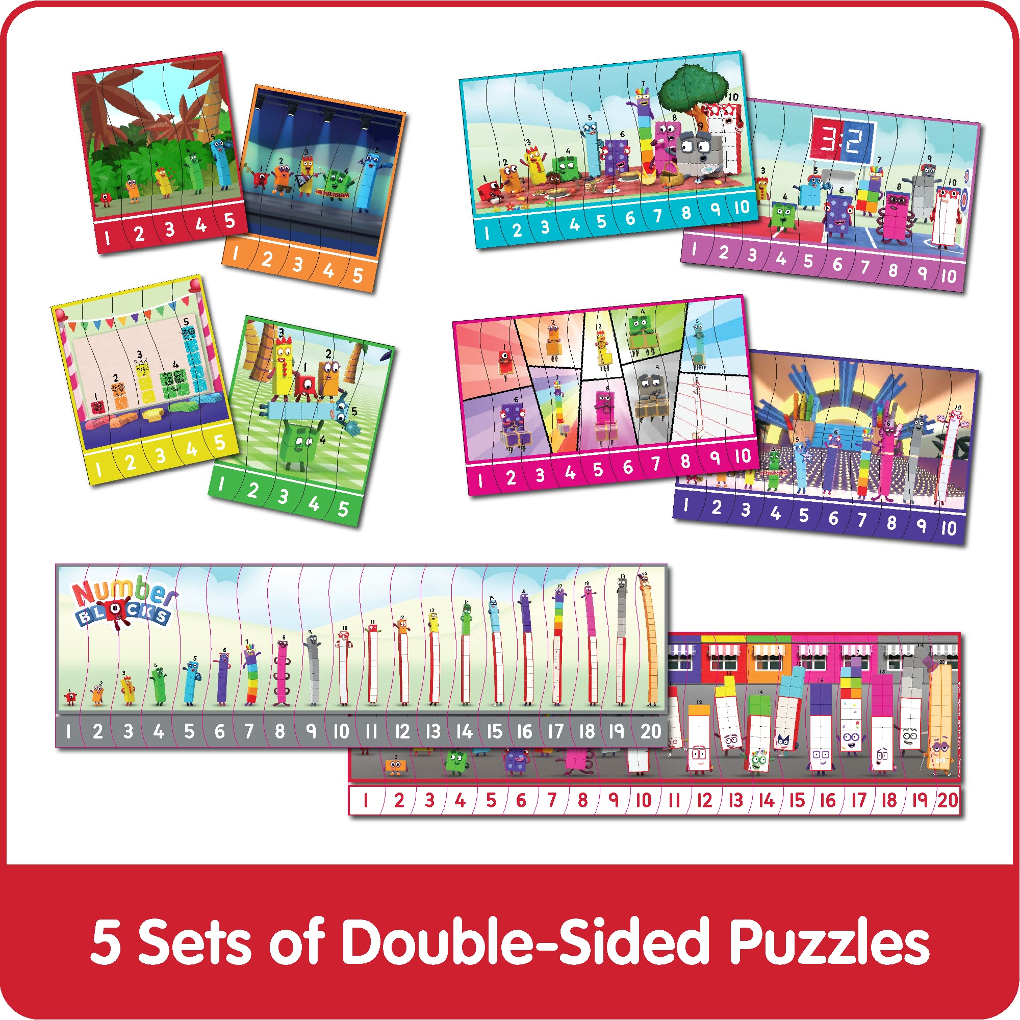 hand2mind Numberblocks Sequencing Puzzle Set, Sequence Cards, Math Games for Kids Ages 3-5, Number Games, Educational Toys, Toddler Learning Puzzles, Counting Toys, Preschool Learning Activities