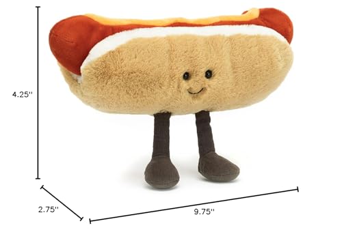 Jellycat Amuseables Hot Dog Stuffed Toy, 10 inches | Food Plush | Fun Gift Idea