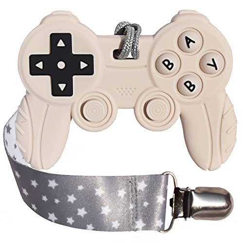 Baby Video Game Controller Teether Toy Funny Baby Teething Toys for Babies Gamer Controller（White