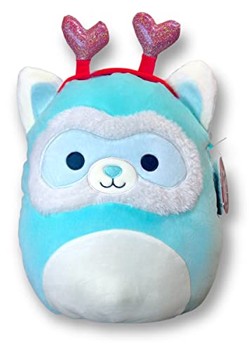 Squishmallows Official Kellytoy 14 Inch Ferret Anneli Plush Turquoise Wearing a Red Glitter Heart Headband - Join These Stuffed Animal Toys and Their 2023 Valentine's Day Squad