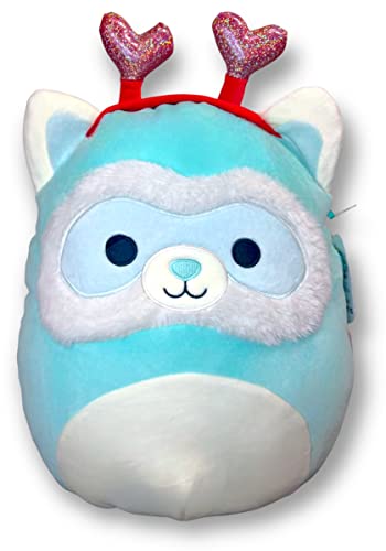 Squishmallows Official Kellytoy 14 Inch Ferret Anneli Plush Turquoise Wearing a Red Glitter Heart Headband - Join These Stuffed Animal Toys and Their 2023 Valentine's Day Squad