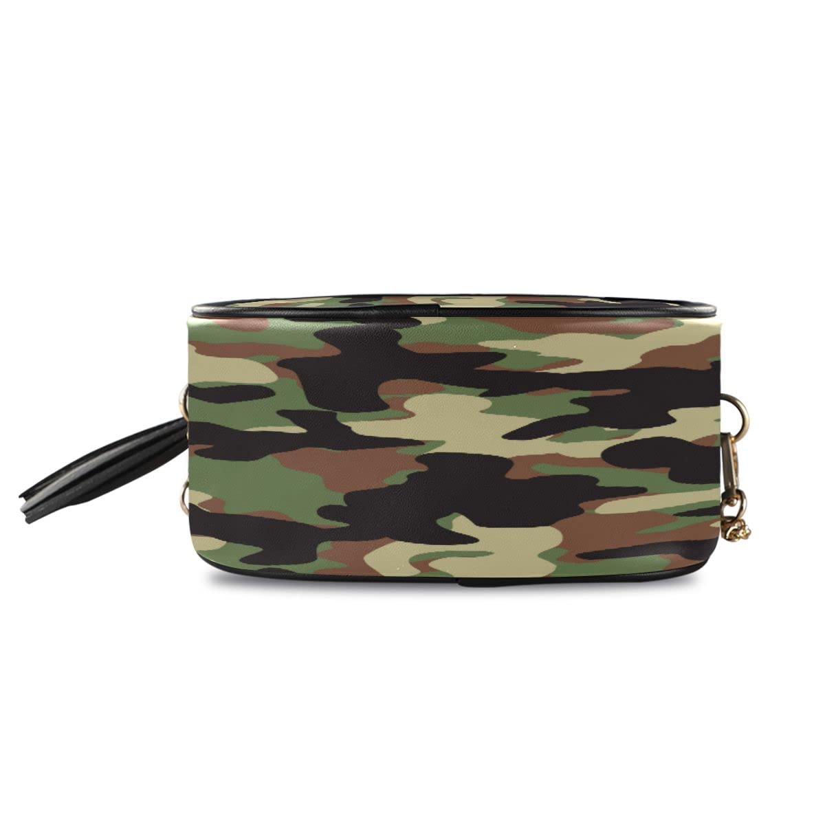 ALAZA Green Camo Camouflage PU Leather Small Women Crossbody Shoulder Bag Purse Wallet with Adjustable Chain Strap