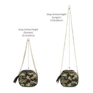 ALAZA Green Camo Camouflage PU Leather Small Women Crossbody Shoulder Bag Purse Wallet with Adjustable Chain Strap