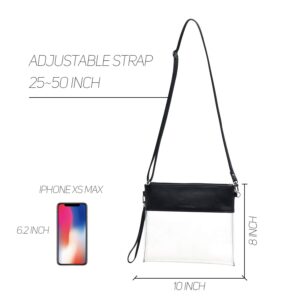 Vorspack 2 Packs Black Clear Purse Stadium Approved - Clear Bag Clear Crossbody Bag for Concerts Sports Festivals