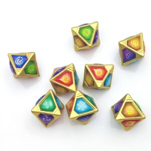 Genius Invokation Dice Set Sharp Edge Zinc Alloy Dice for Genshin Impact，Genshin Vision Polyhedral Role Playing Gaming Dice 8pcs