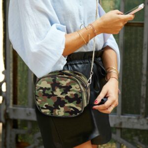 ALAZA Green Camo Camouflage PU Leather Small Women Crossbody Shoulder Bag Purse Wallet with Adjustable Chain Strap