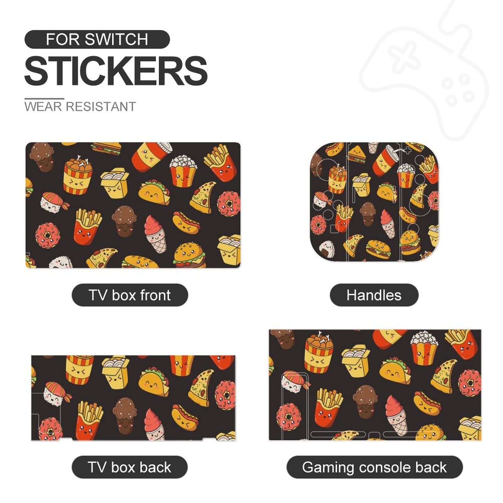 Comic Fast Food Switch Skin Sticker Full Wrap Cover Decal Protective Film Sticker for Switch