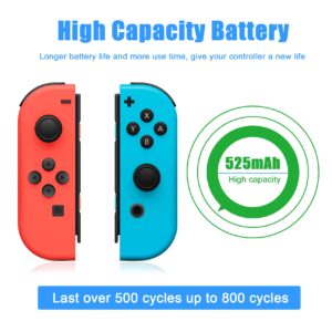 REACELL 2 Pack HAC-006 Battery Pack Compatible for Nintendo Switch HAC-015 HAC-016 Left & Right Joy-Con Controller, Battery with DIY Repair Tool Kit