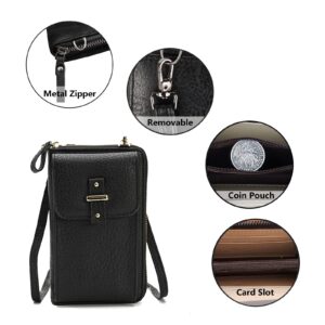 ETORRY Small Crossbody Shoulder Bag for Women, Multifunctional Cellphone Bag Purse PU Leather Handbags with Card Pockets Cell Phone. (Black)