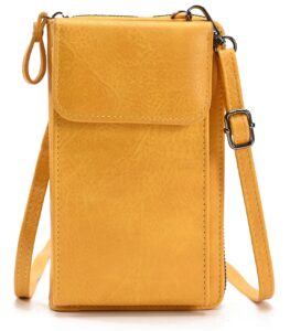 crossbody bags for women yellow cell phone purse wallet with adjusted strap ladies small women's handbags pu leather shoulder vintage bag with credit card holder