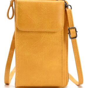 Crossbody Bags for Women Yellow Cell Phone Purse Wallet with Adjusted Strap Ladies Small Women's Handbags PU Leather Shoulder Vintage Bag with Credit Card Holder