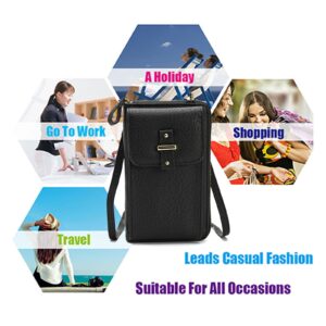 ETORRY Small Crossbody Shoulder Bag for Women, Multifunctional Cellphone Bag Purse PU Leather Handbags with Card Pockets Cell Phone. (Black)