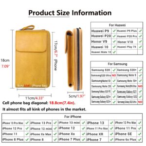 Crossbody Bags for Women Yellow Cell Phone Purse Wallet with Adjusted Strap Ladies Small Women's Handbags PU Leather Shoulder Vintage Bag with Credit Card Holder