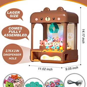 cxjoigxi Large Claw Machine for Kids Adults with Prizes, Adjustable Sound & Light, 2 Power Modes, Candy Mini Vending Crane Machines, Electronic Arcade Game Dispenser Toy for Girls Boys Gift - Bear