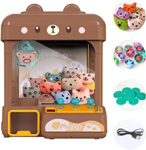 cxjoigxi large claw machine for kids adults with prizes, adjustable sound & light, 2 power modes, candy mini vending crane machines, electronic arcade game dispenser toy for girls boys gift - bear