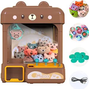 cxjoigxi Large Claw Machine for Kids Adults with Prizes, Adjustable Sound & Light, 2 Power Modes, Candy Mini Vending Crane Machines, Electronic Arcade Game Dispenser Toy for Girls Boys Gift - Bear