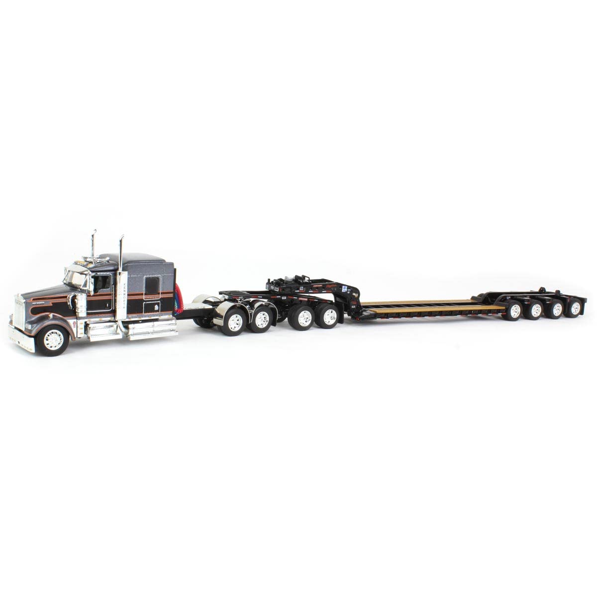 DCP 1/64 Kenworth W900L 86" Aerodyne w/ 320" Frame, Lowboy, Booster & Flip Axle 60-1500