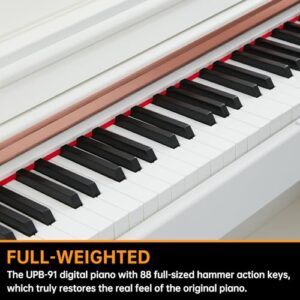 AODSK 88 Key Digital Piano,Weighted Hammer Action Digital Piano with Full-Size Weighted Keys,Triple Pedal,Beginner Bundle with Furniture Stand,Slide Key Cover,Piano Lessons(White)