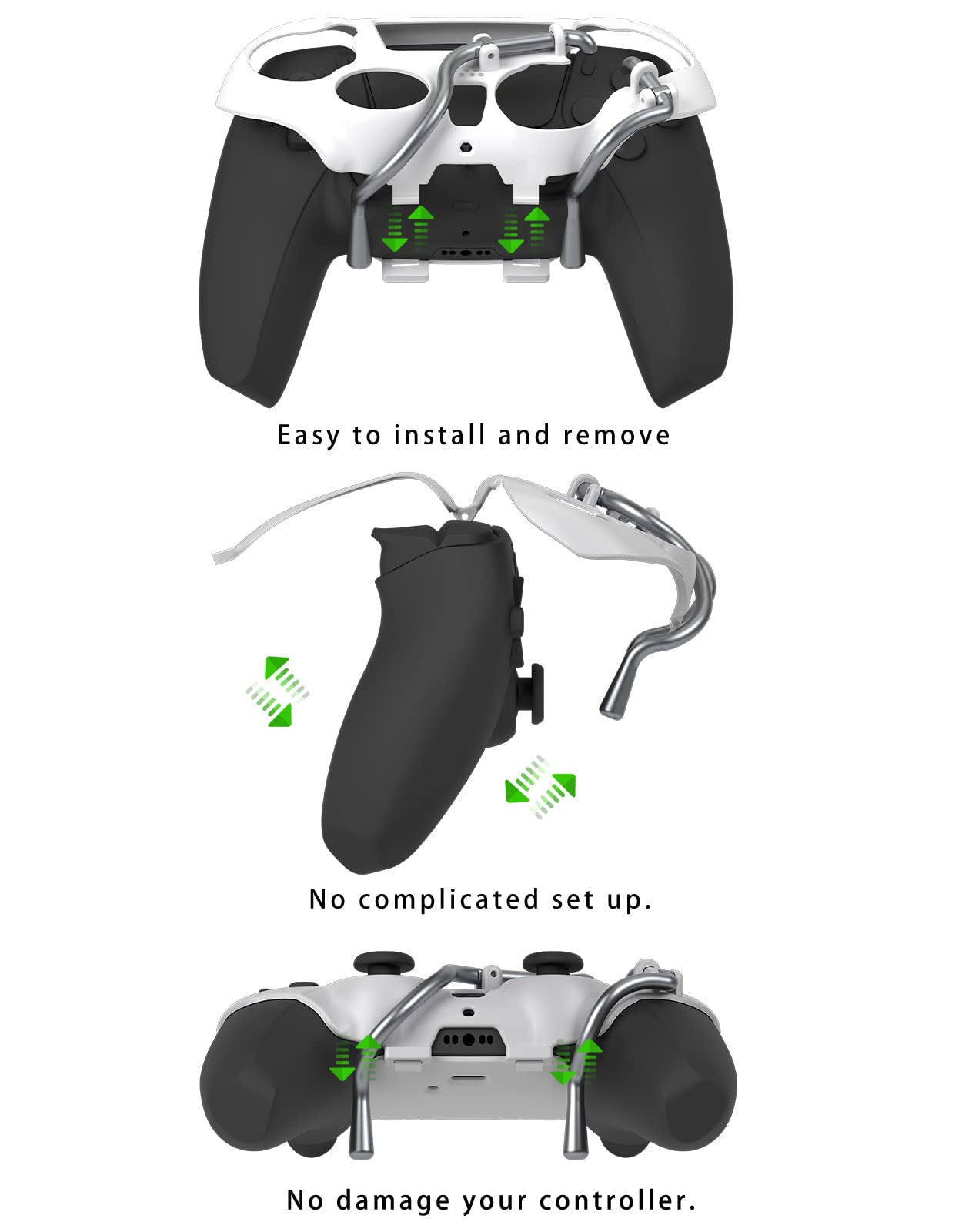 EXknight Leverback V2 Paddles Attachment, Back Buttons Adapter for PS5 Controller | Fit with Thumb Grips (White)