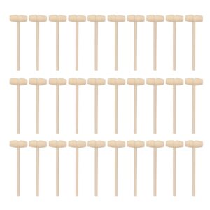 30 pcs mini wooden hammer kids toys,small unfinished hammer toy diy painting beating hammer toy educational wooden tools for smashing cakes