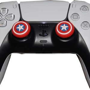 Esports Discounts Controller Thumb Grip Silicone Caps Compatible for Playstation PS5 PS4 PS4 Pro Slim PS3 Xbox One 360 Series S X Switch Pro - Captain America - Two Controller Pack