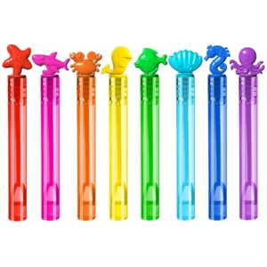 vkten 64pcs sea animals mini bubble wands assortment 8 colors 8 styles party favors toys for kids,themed birthday, wedding, bath time, classroom prizes summer outdoor gifts for girls boys