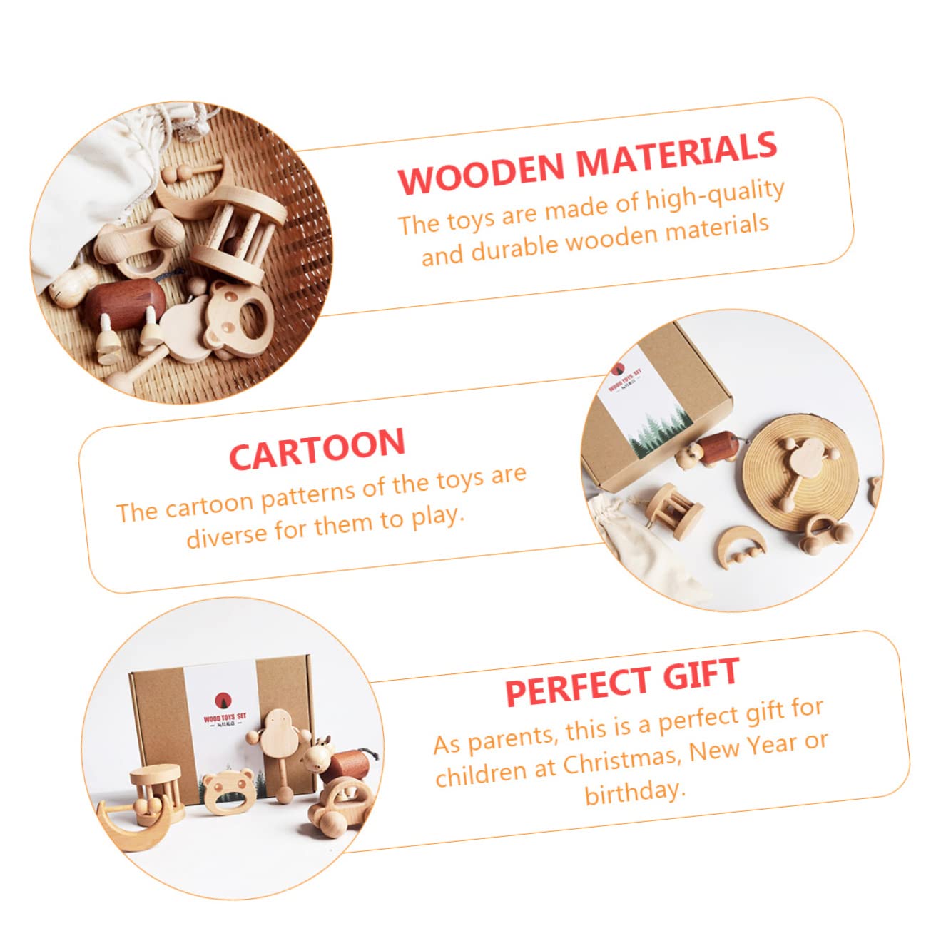 Kisangel 24 Pcs Newborn Baby Hand Bell Toddler Hand Rattle Hand Rattle Toy Lovely Rattle Wooden Hand Rattle Toddler Toy Baby Plaything Musical Instrument Baby Hand Rattle Baby Toy