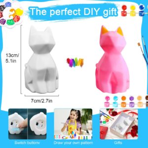 Paint Your Own Cat Lamp Art Kit, DIY Geometric Cat Lamp Night Light, Animals Toys Night Light, Gifts Crafts for Teens Girls Boys, Art and Crafts Painting Kit for Kids Ages 3 4 5 6 7 8 9 10 11 12+