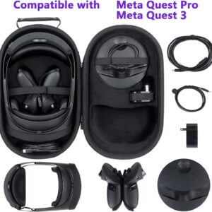 co2CREA Hard Case Compatible with Meta Quest 3S / Meta Quest 3 / Meta Quest Pro Virtual Reality VR Headset