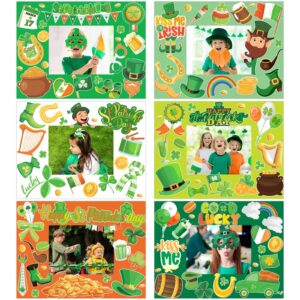 tinlade st. patrick's day craft kit, 24 pack diy picture frames, 12 sheets stickers, shamrock theme for kids & adults