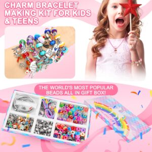 Daplibo 2024 Newest 150 Pcs Charm Bracelet Making Kit, Kids Jewelry Making Kit for Girls Toys, DIY Crystal Bracelet Set for Girls Birthday Gifts, Cool Arts and Crafts for Kids Girls Ages 6 7 8-12