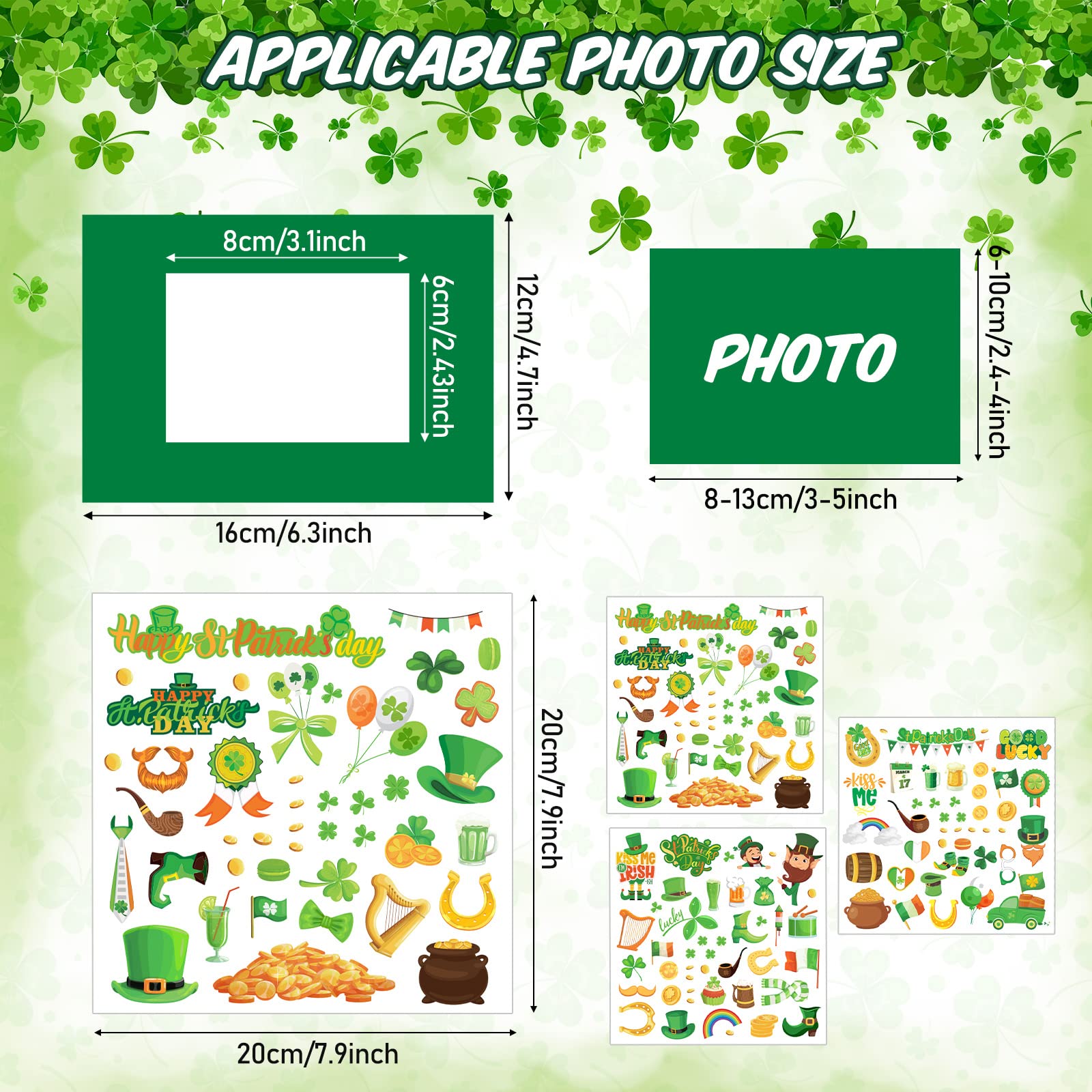 Tinlade St. Patrick's Day Craft Kit, 24 Pack DIY Picture Frames, 12 Sheets Stickers, Shamrock Theme for Kids & Adults