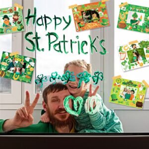 Tinlade St. Patrick's Day Craft Kit, 24 Pack DIY Picture Frames, 12 Sheets Stickers, Shamrock Theme for Kids & Adults