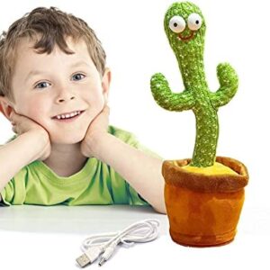 Dancing Cactus Toy Mimicking Talking Cactus Adjustable Volume Singing Cactus Embroidery Buttons Repeating What You Say with Wriggle Lighting, Recording Cactus Soft Plush Baby Toy Funny Toy FG__