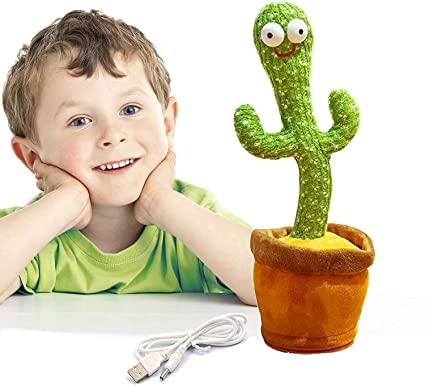 Dancing Cactus Toy Mimicking Talking Cactus Adjustable Volume Singing Cactus Embroidery Buttons Repeating What You Say with Wriggle Lighting, Recording Cactus Soft Plush Baby Toy Funny Toy FG__