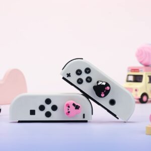 GeekShare Cute Silicone Joycon Thumb Grip Caps, Joystick Cover Compatible with Nintendo Switch/OLED/Switch Lite,4PCS - Bunny & Kitty