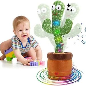 Dancing Cactus Toy Mimicking Talking Cactus Adjustable Volume Singing Cactus Embroidery Buttons Repeating What You Say with Wriggle Lighting, Recording Cactus Soft Plush Baby Toy Funny Toy FG__