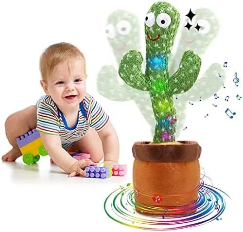 Dancing Cactus Toy Mimicking Talking Cactus Adjustable Volume Singing Cactus Embroidery Buttons Repeating What You Say with Wriggle Lighting, Recording Cactus Soft Plush Baby Toy Funny Toy FG__