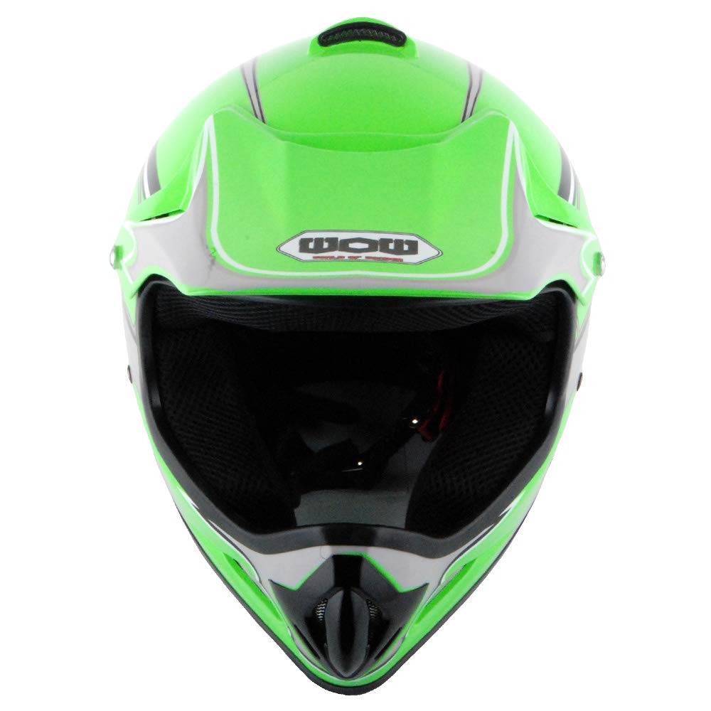 Martian Youth Kids Motocross Helmet ATV Dirt Bike BMX MX Helmet + Goggles + MG Youth Green Glove Bundle: Spider Green