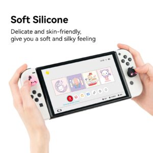 GeekShare Cute Silicone Joycon Thumb Grip Caps, Joystick Cover Compatible with Nintendo Switch/OLED/Switch Lite,4PCS - Bunny & Kitty